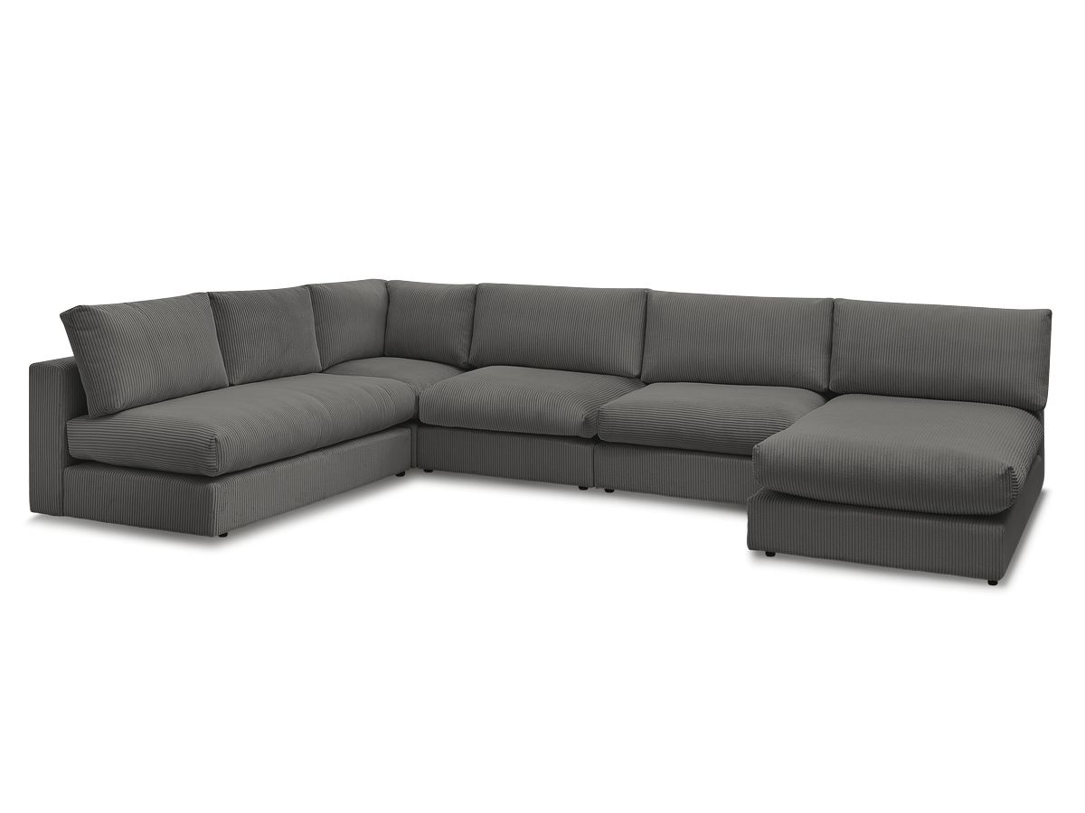 Modulær hjørnesofa PARIS i kordfløyel med 3 sittemoduler, 1 sjeselong og 1 hjørne