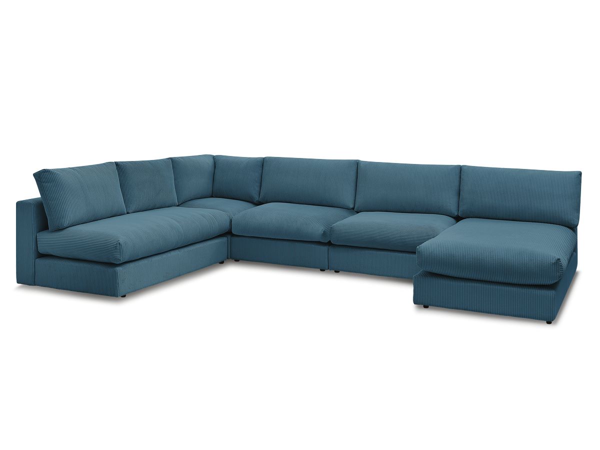 Modulær hjørnesofa PARIS i kordfløyel med 3 sittemoduler, 1 sjeselong og 1 hjørne