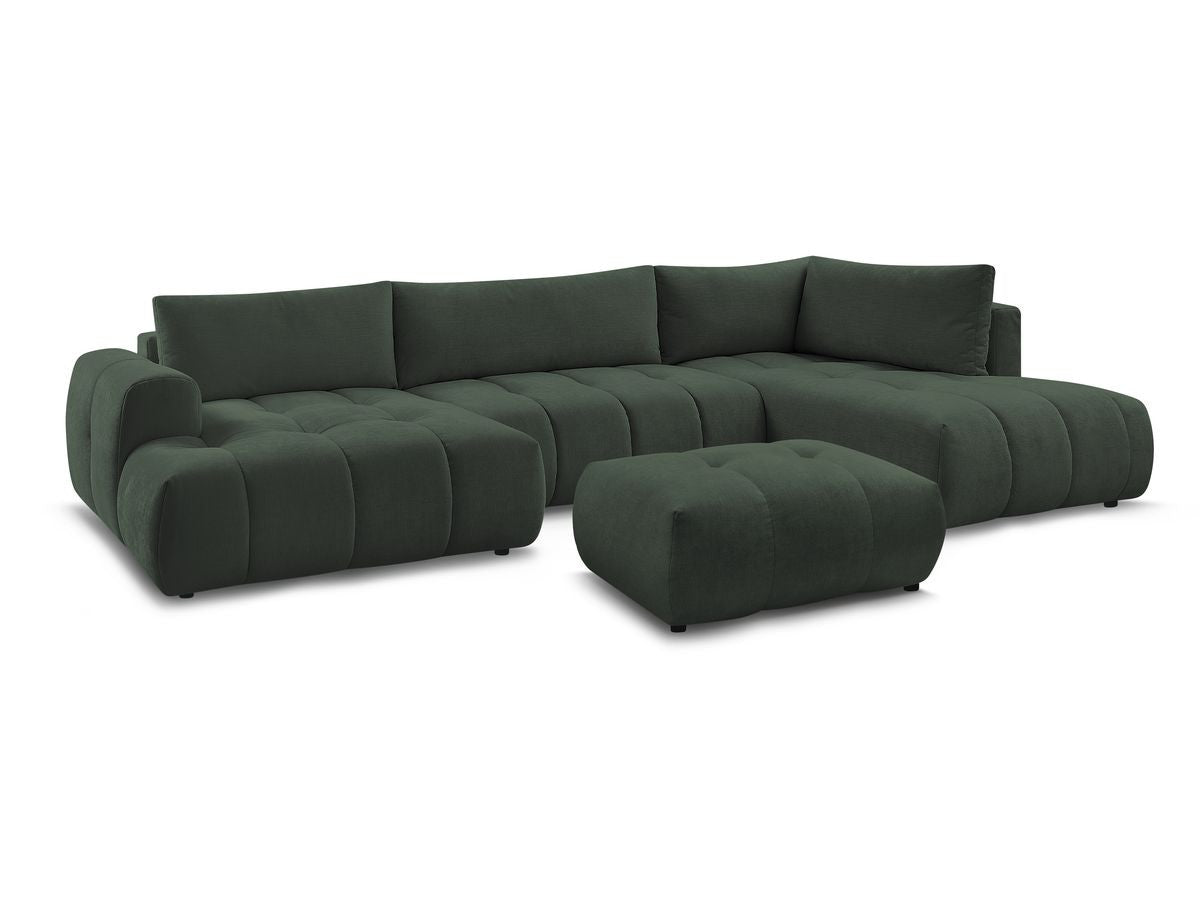 U-sovesofa FUJI i glatt stoff med puff