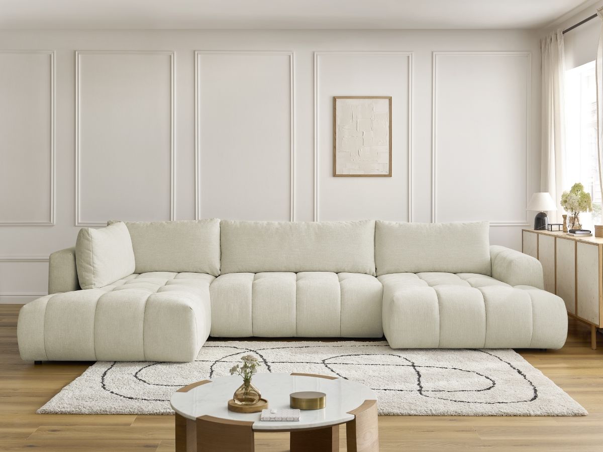 U-sovesofa FUJI i glatt stoff