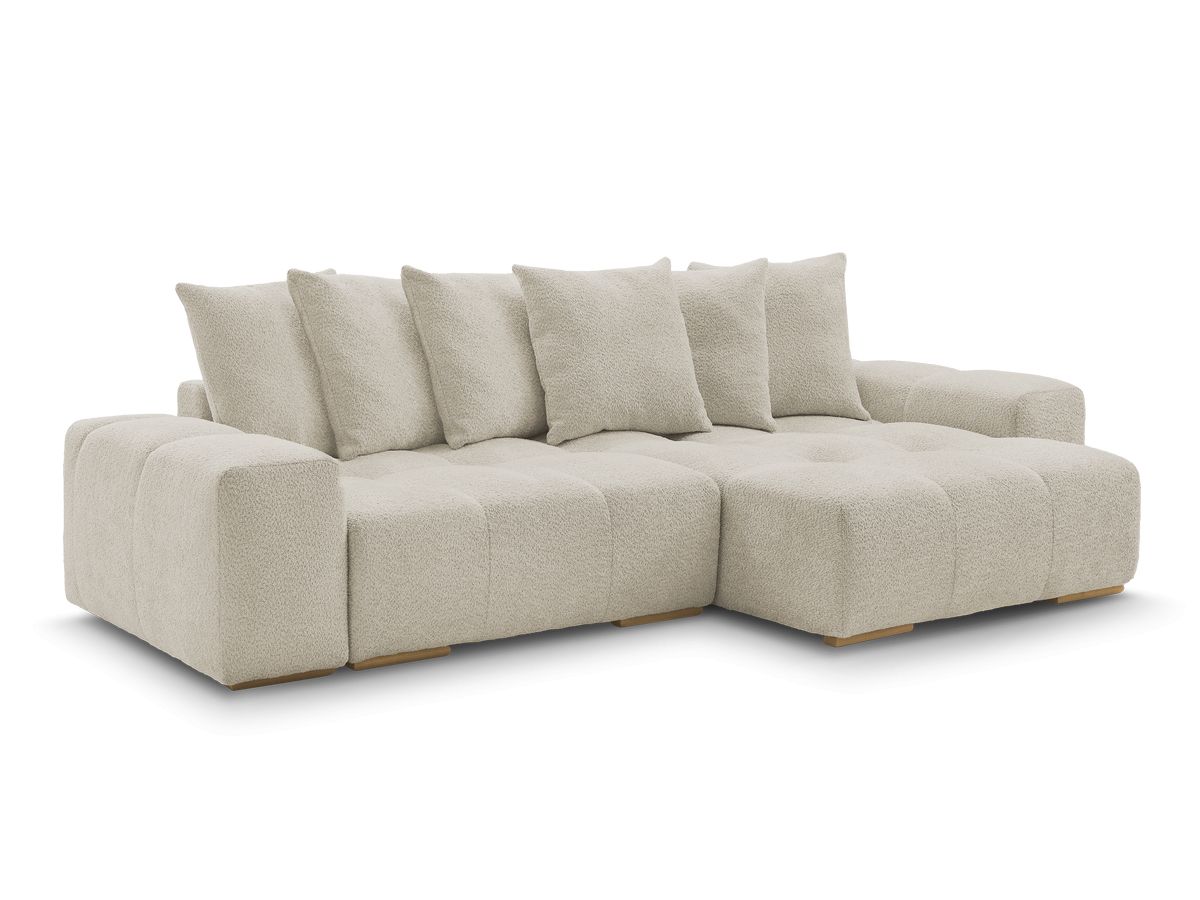 Vendbar hjørnesofa ANAKIN i bouclé-stoff