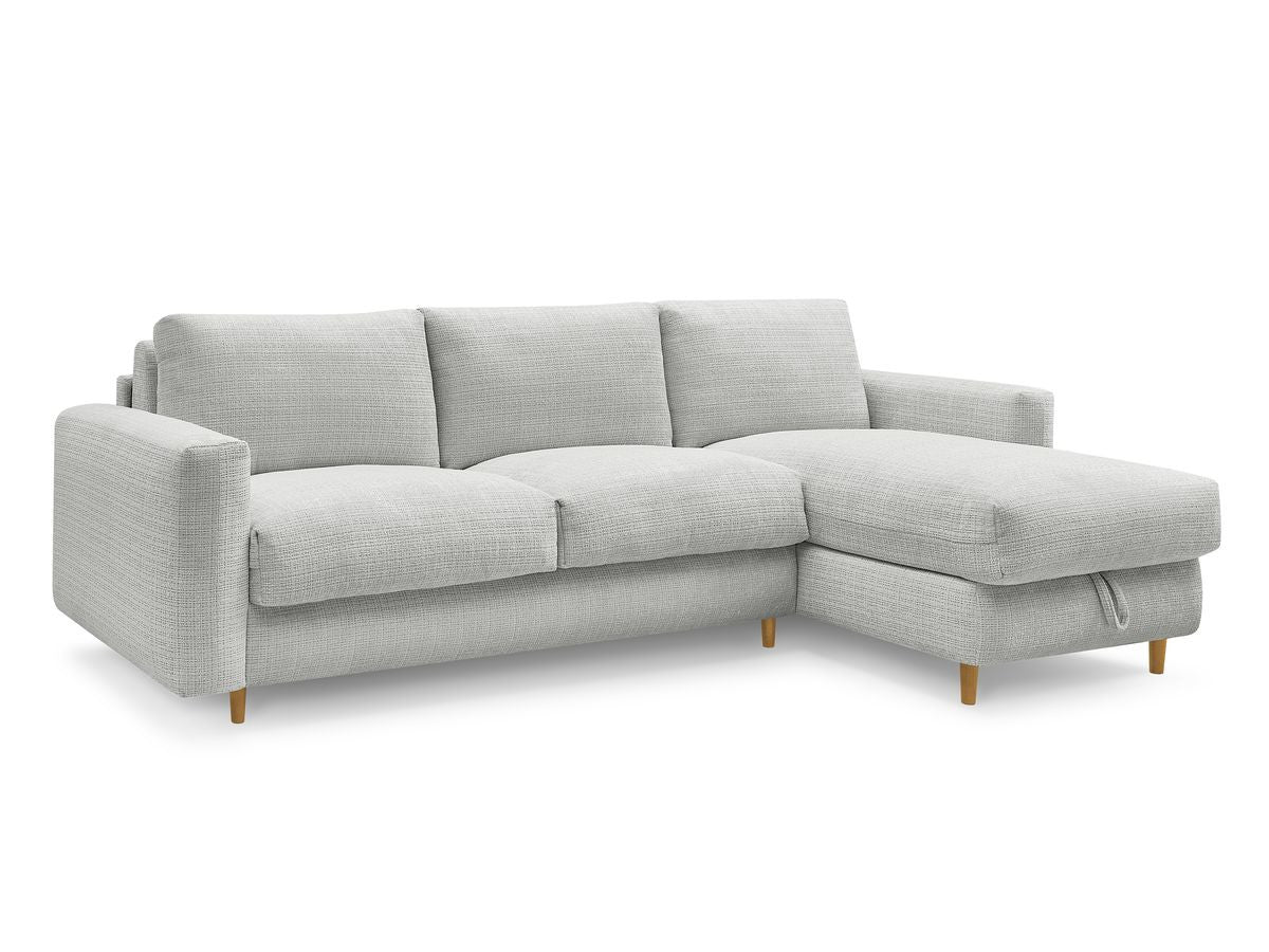 Vendbar hjørnesofa med sovefunksjon NYHET COCOONE med hurtigåpning i teksturert stoff