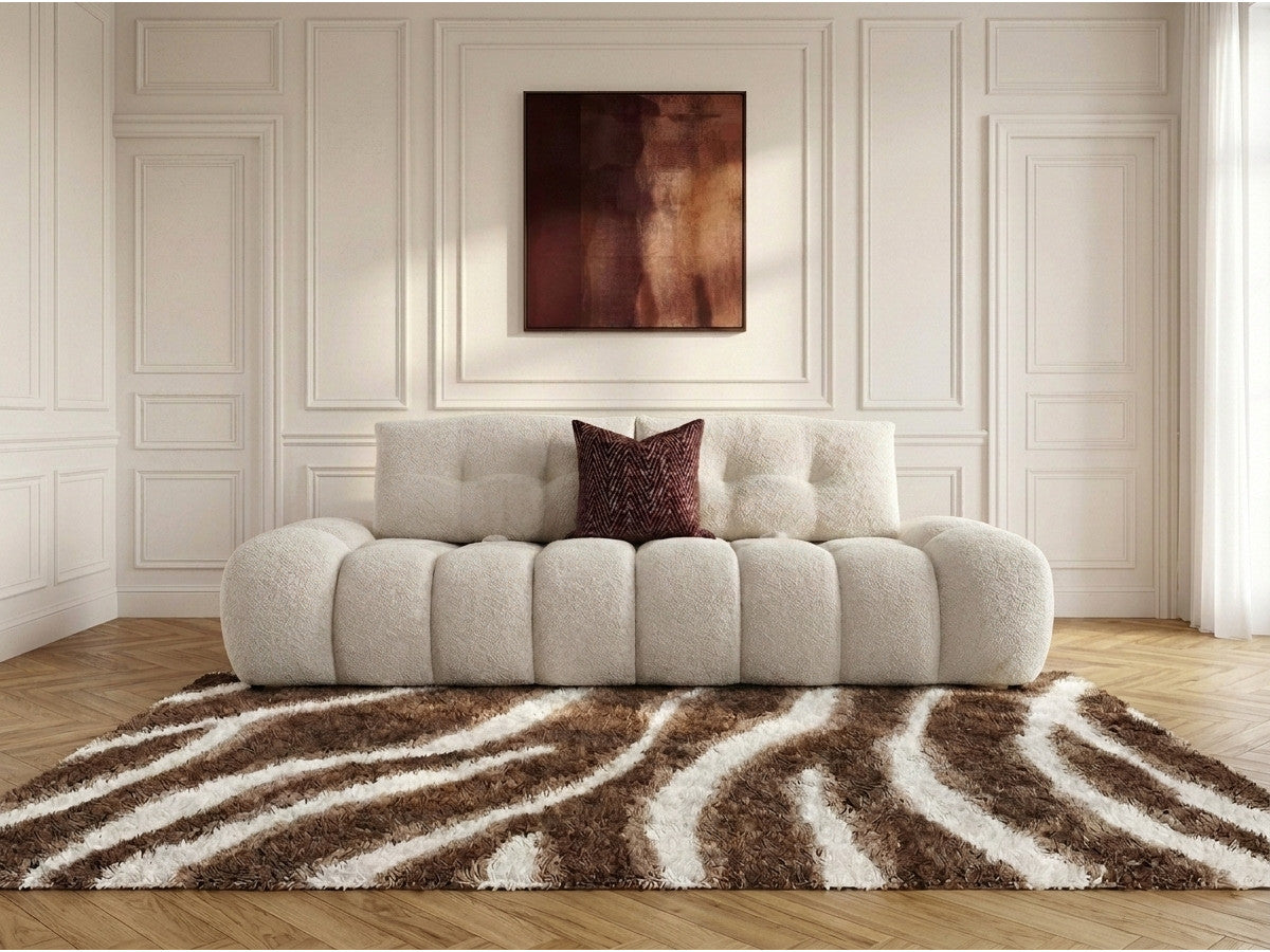 Rett sofa 2-seter med regulerbar rygg APOLLON i bouclé-stoff