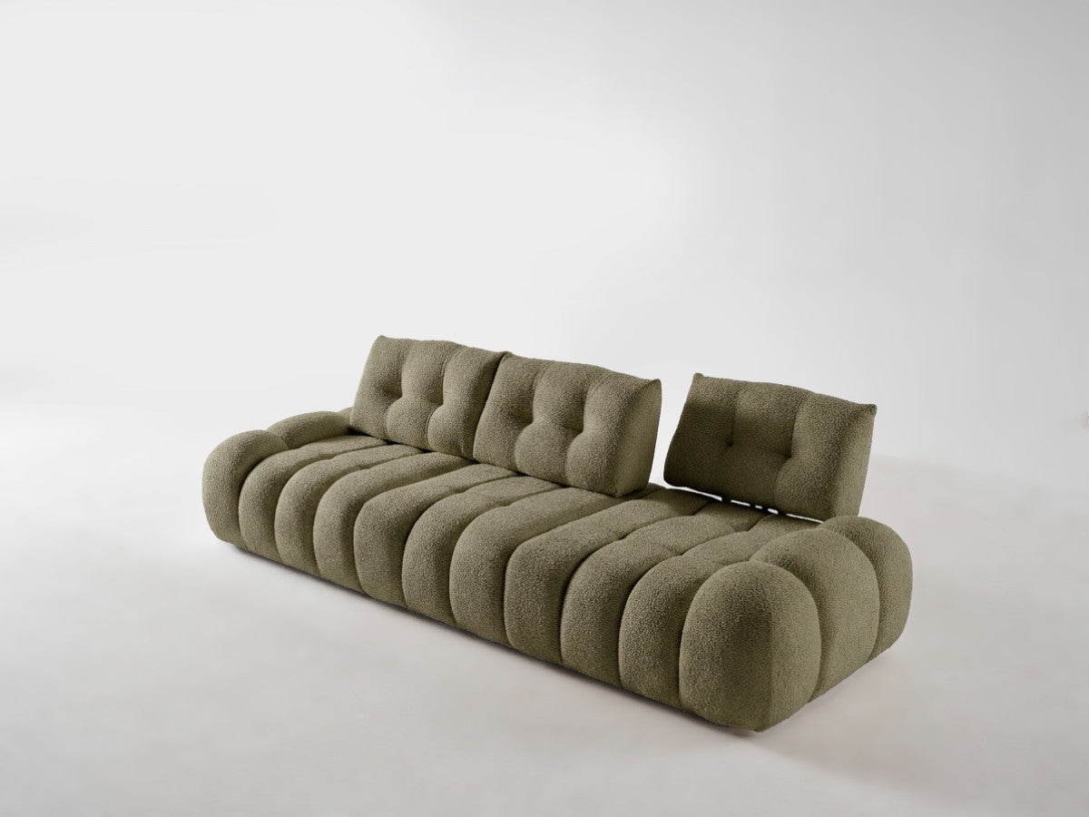 Rett sofa 3-seter med regulerbar rygg APOLLON i bouclé-stoff