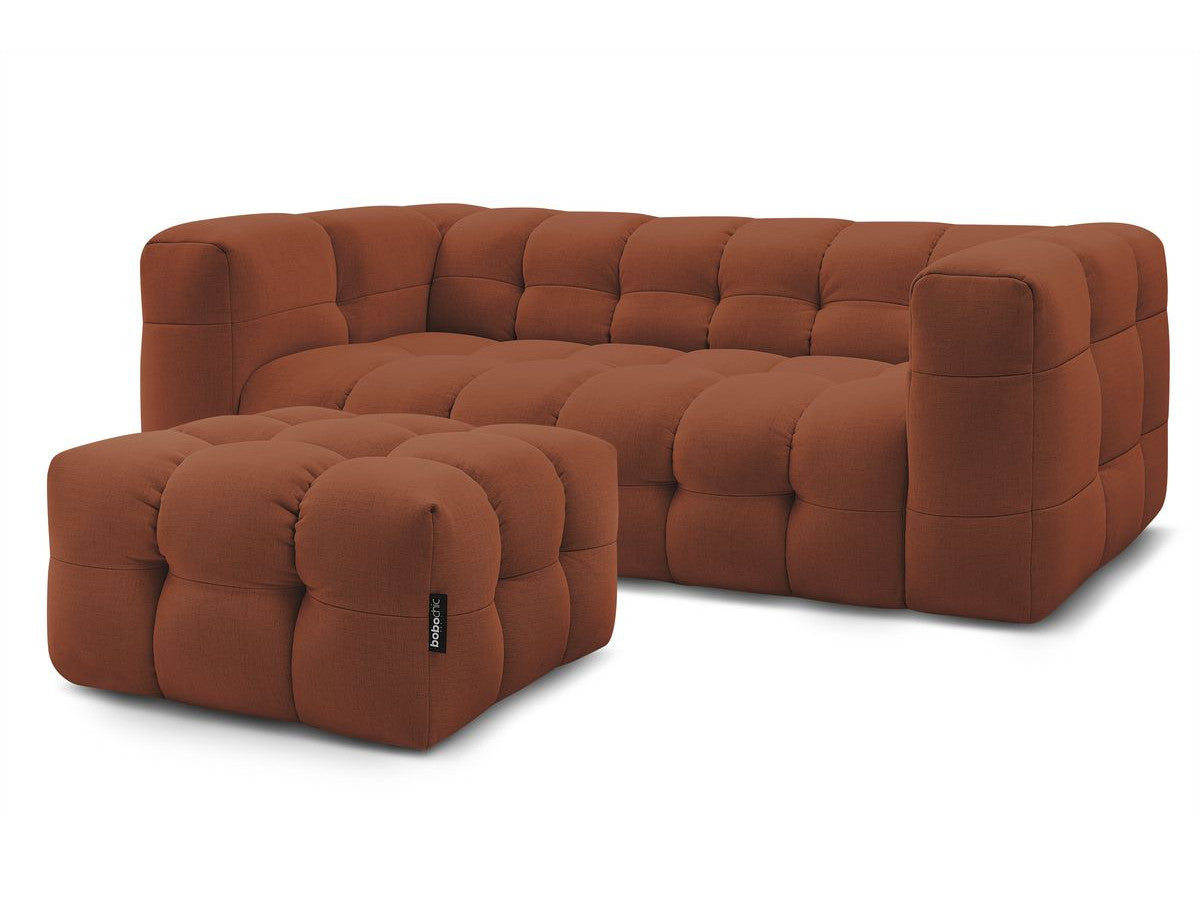 Rett sovesofa med hurtigåpning 3-seter CLOUD i glatt stoff med puff