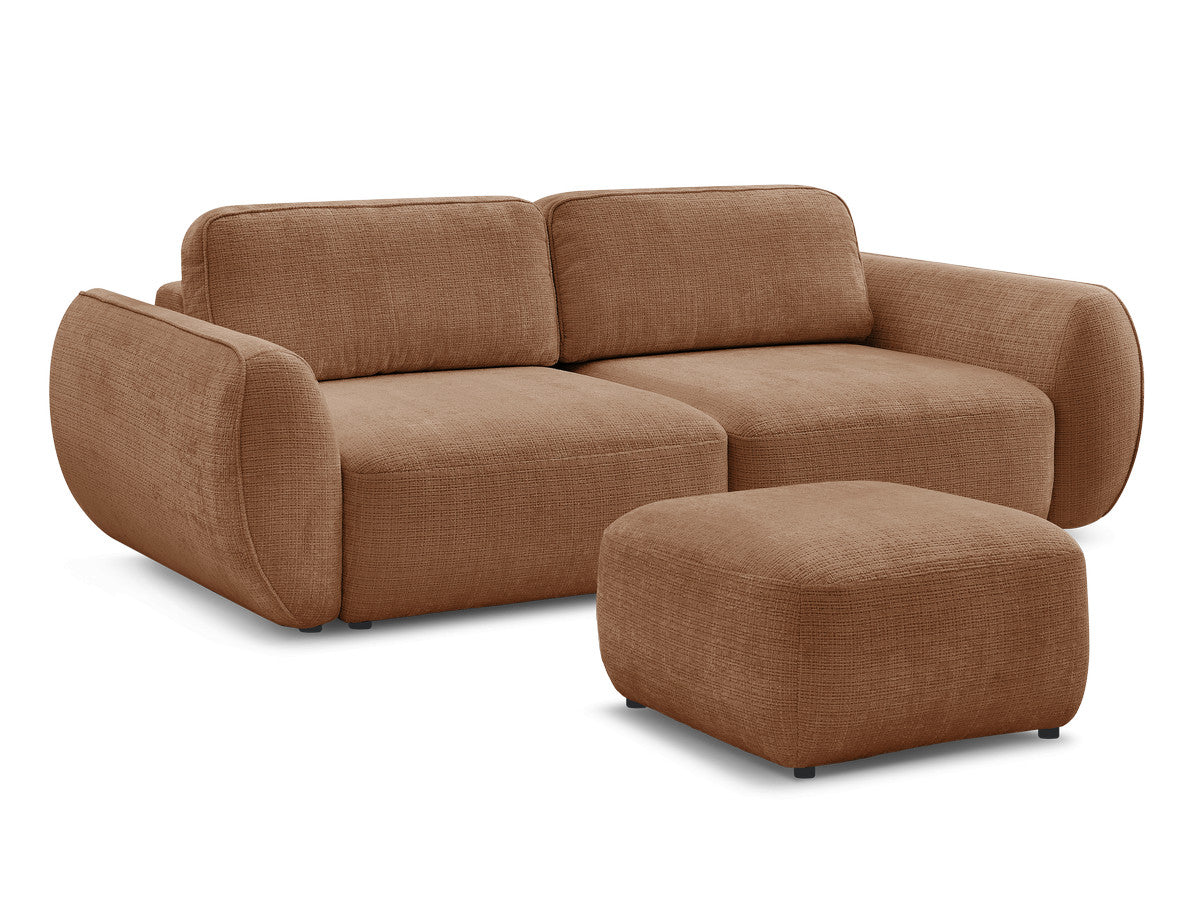 Rett sovesofa 3-seter DENISE i teksturert stoff med puff