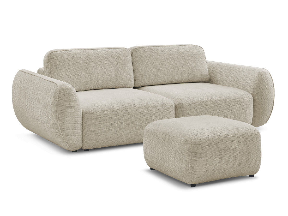 Rett sovesofa 3-seter DENISE i teksturert stoff med puff