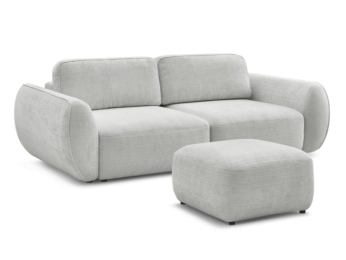 Rett sovesofa 3-seter DENISE i teksturert stoff med puff