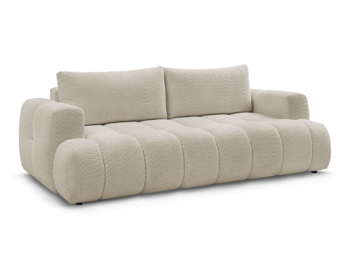 Rett sovesofa 3-seter FUJI i bouclé-stoff
