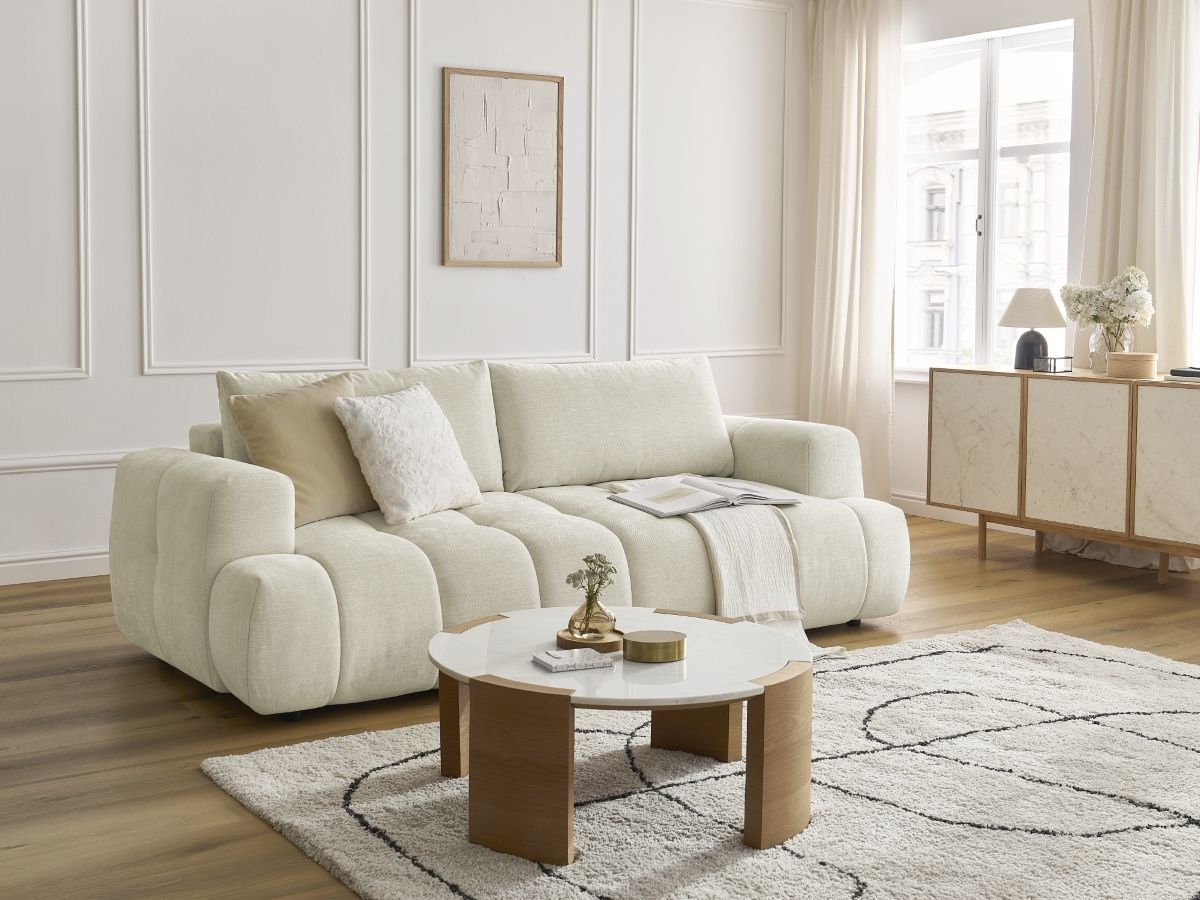 Rett sovesofa 3-seter FUJI i glatt stoff