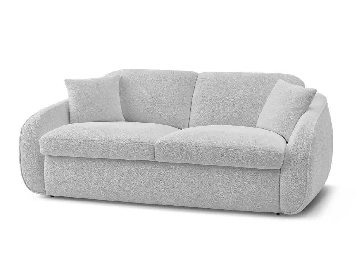 Rett sovesofa CEZANNE med hurtigåpning i bouclé-stoff