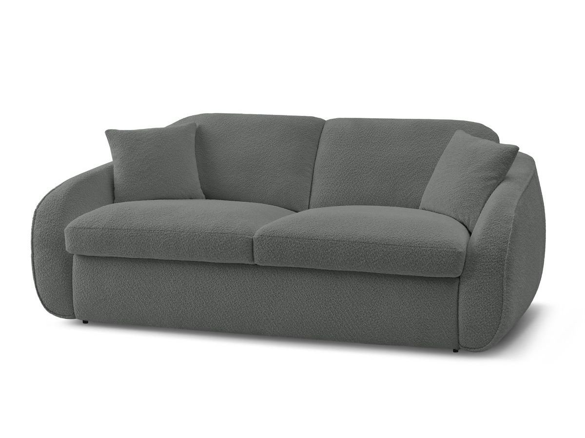 Rett sovesofa CEZANNE med hurtigåpning i bouclé-stoff