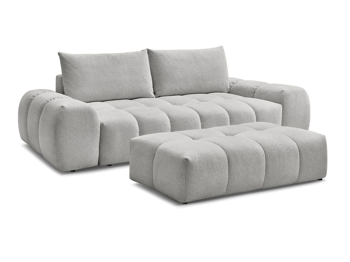 Rett sovesofa med oppbevaring EVEREST i melert stoff med puff