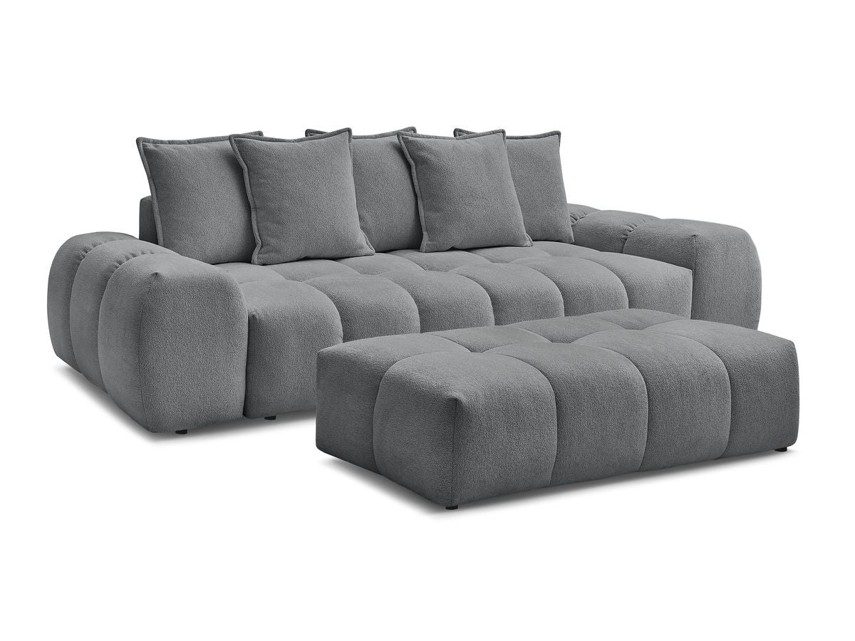 Rett sovesofa med oppbevaring EVEREST i melert stoff med puff