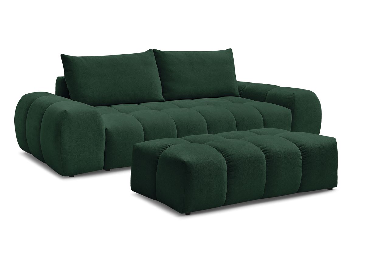 Rett sovesofa med oppbevaring EVEREST i teksturert stoff med puff