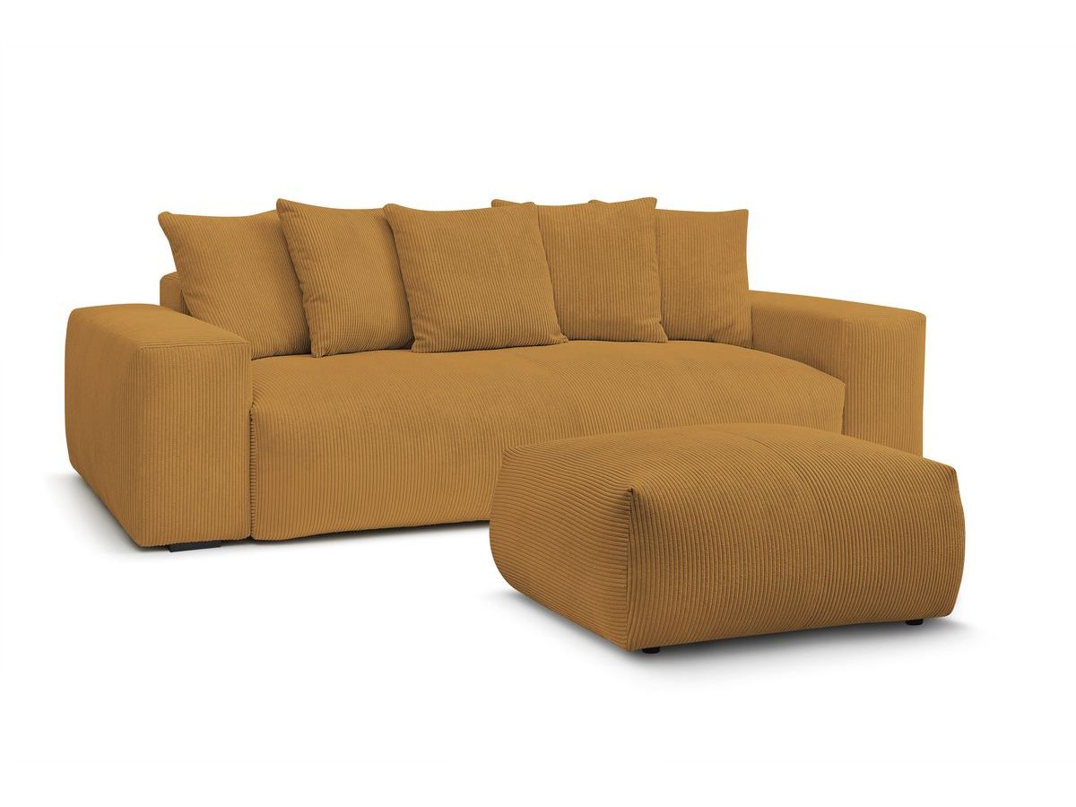 Rett sovesofa med oppbevaring VOLTAIRE og puff