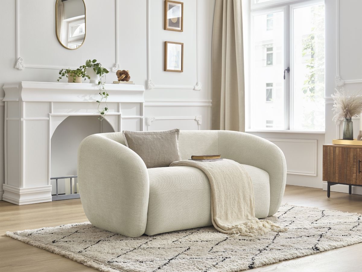 Rett sofa 2-seter CELINE i glatt stoff