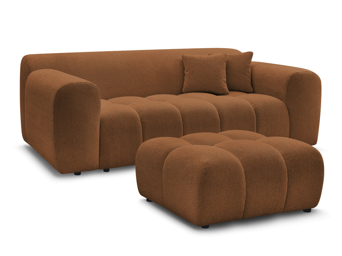 Rett sofa 2-seter MELISSE i melert stoff med puff
