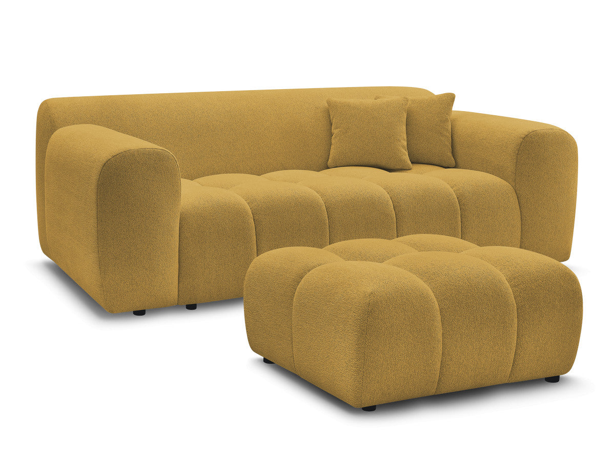Rett sofa 2-seter MELISSE i melert stoff med puff