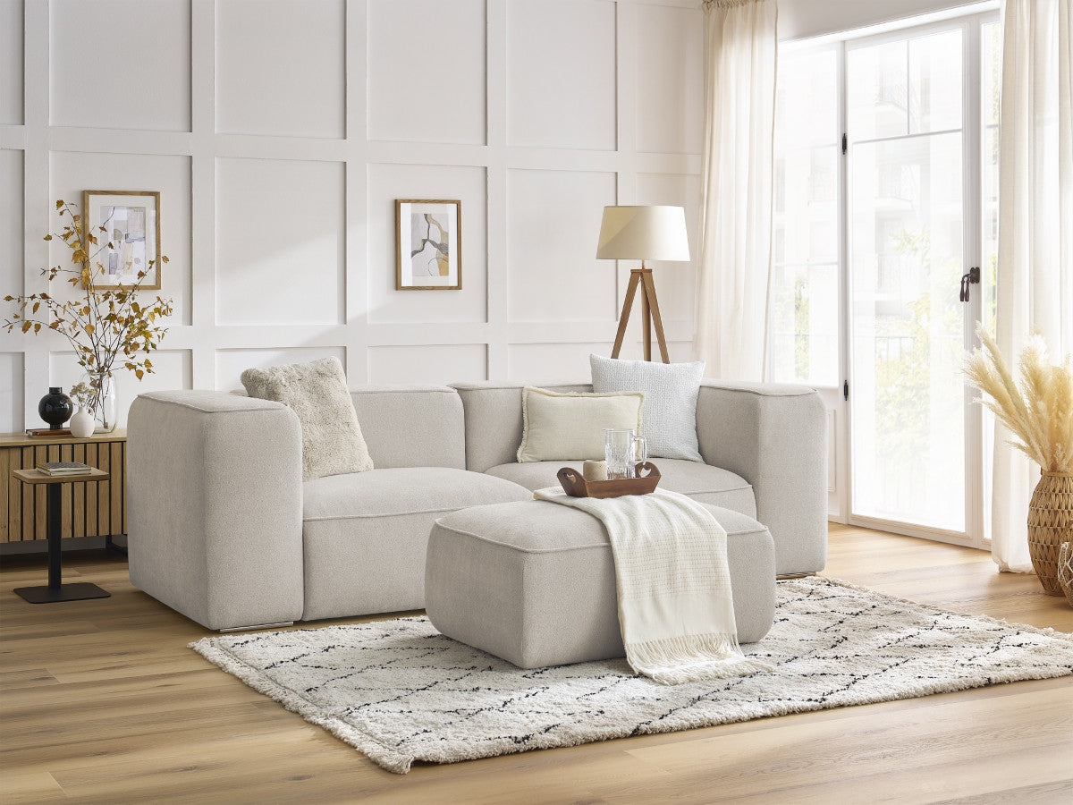 Rett sofa 2-seter ZEPHYR med puff