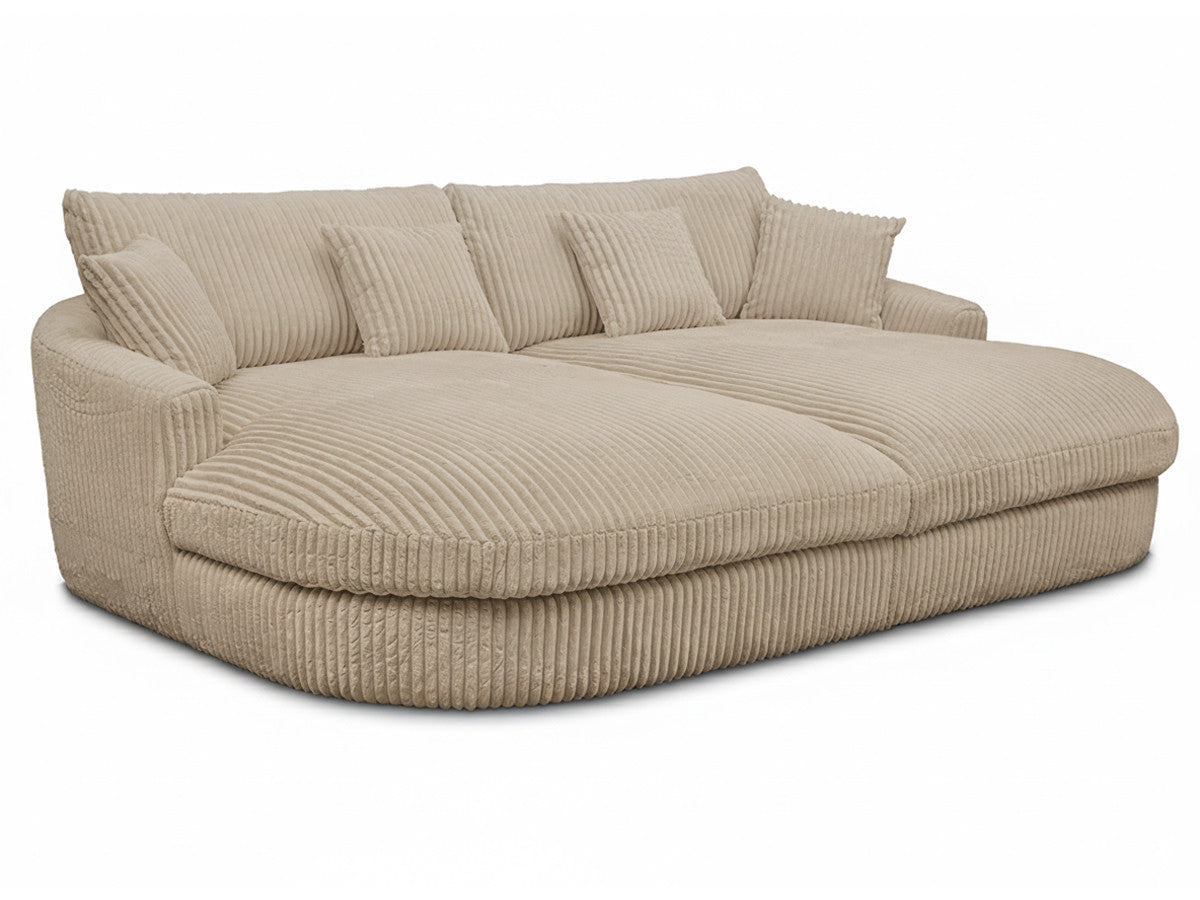 Rett sofa 3-seter BELEM dyp sits i myk grovkord