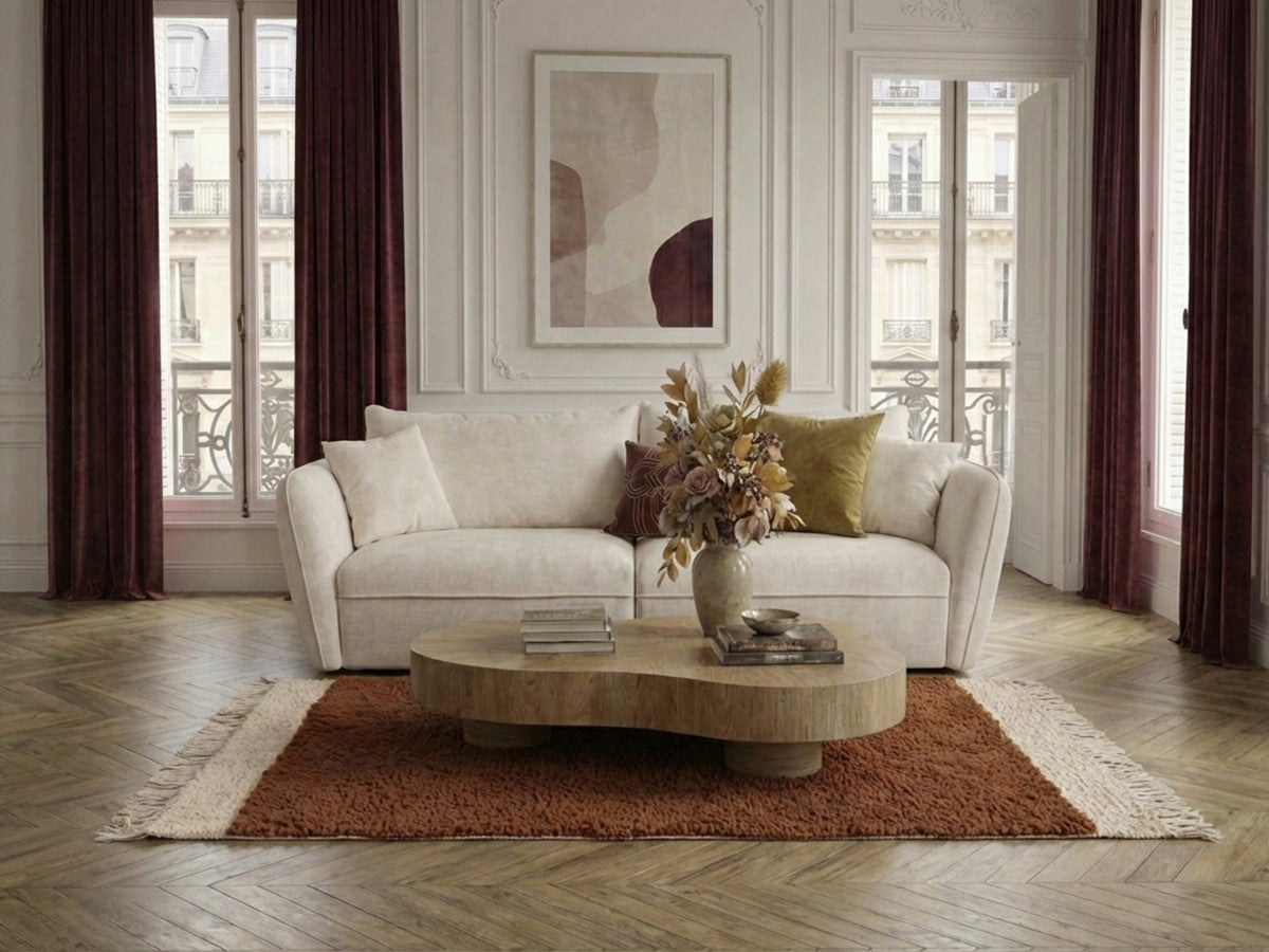 Rett sofa 3-seter LUIGI i glatt stoff