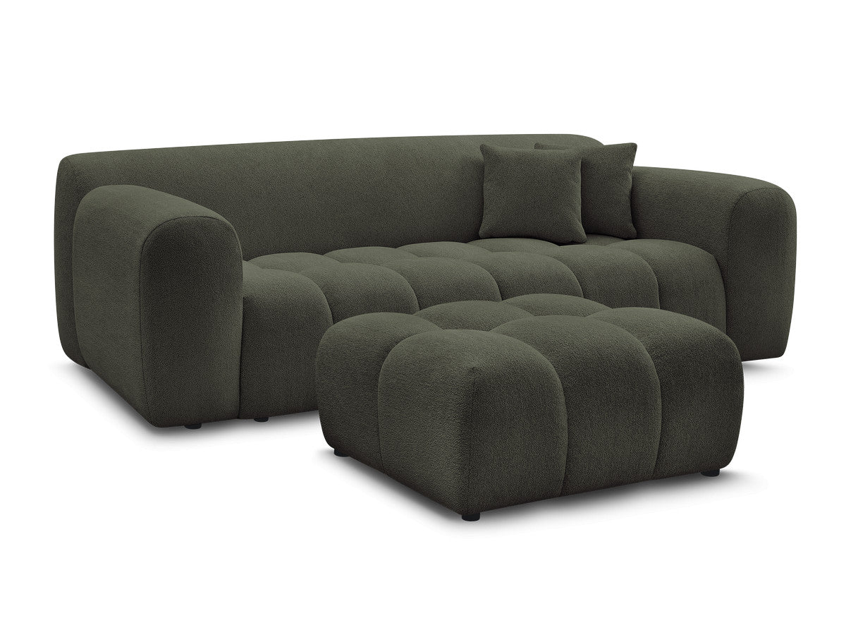 Rett sofa 3-seter MELISSE i melert stoff med puff