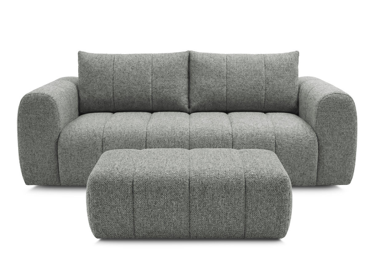 Rett sofa 3-seter NESTY i melert stoff med puff