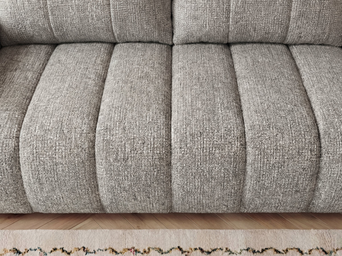 Rett sofa 3-seter NESTY i melert stoff med puff