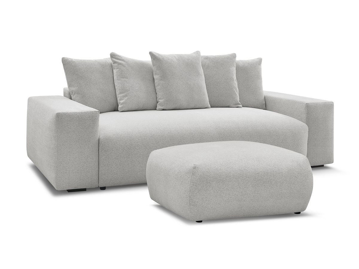 Rett sofa 3-seter VOLTAIRE i melert stoff med puff