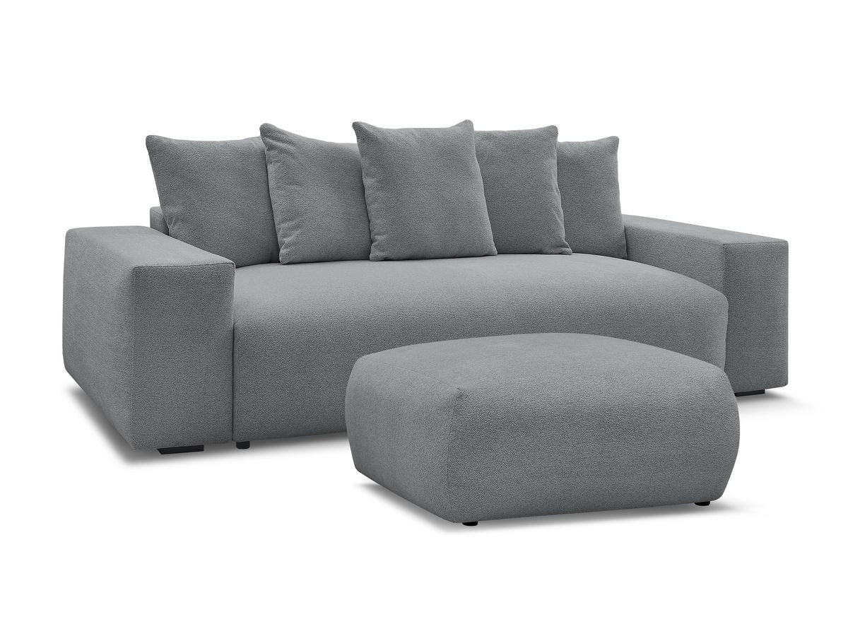 Rett sofa 3-seter VOLTAIRE i melert stoff med puff