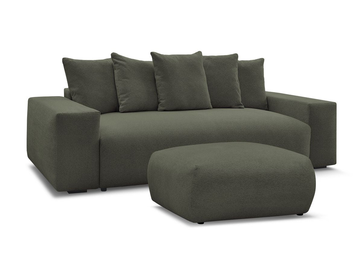 Rett sofa 3-seter VOLTAIRE i melert stoff med puff