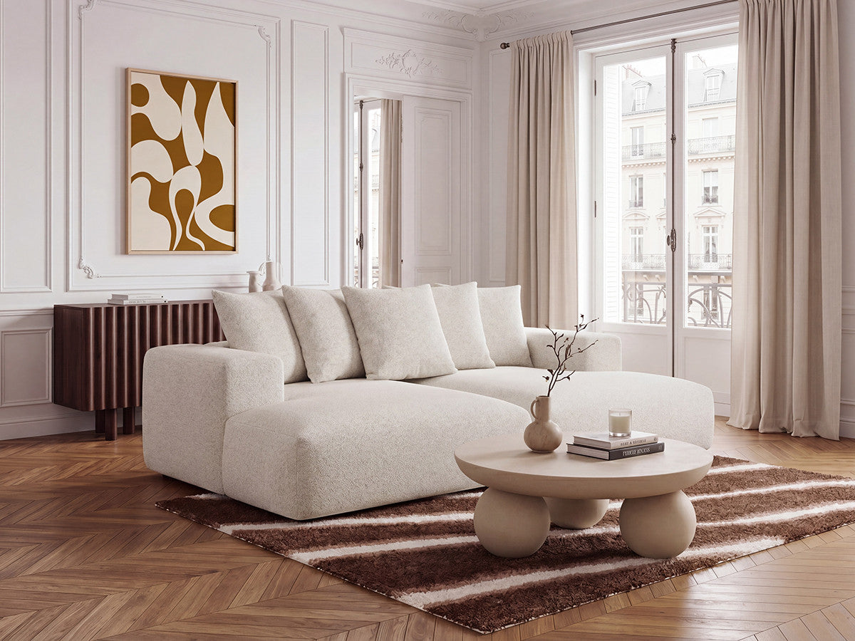 Rett sofa 4-seter VOLTAIRE dyp sits i melert stoff