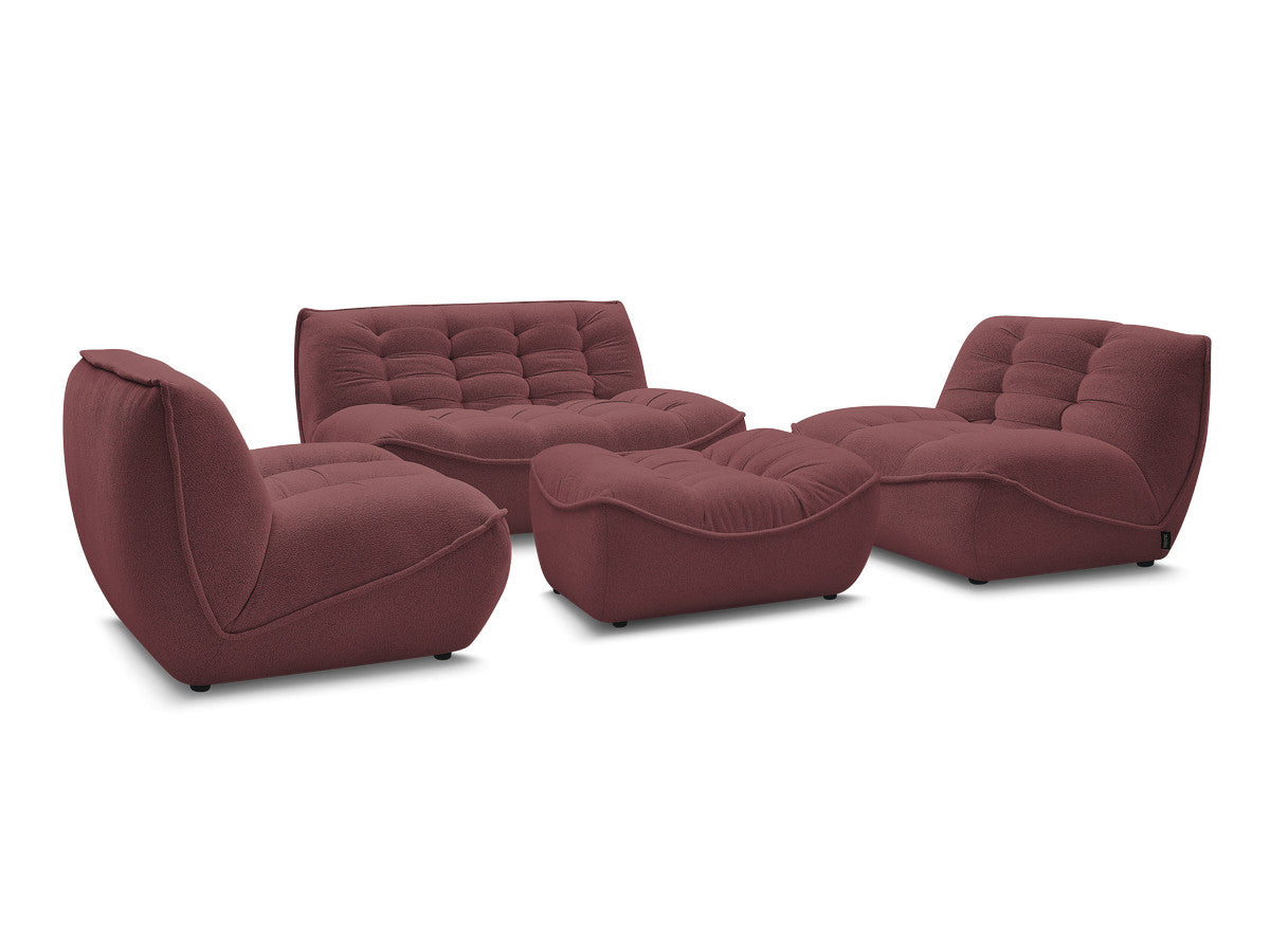 Rett sofa modulær SERENA med 2 sittemoduler 1-seter og 1 sittemodul 2-seter i melert stoff med puff