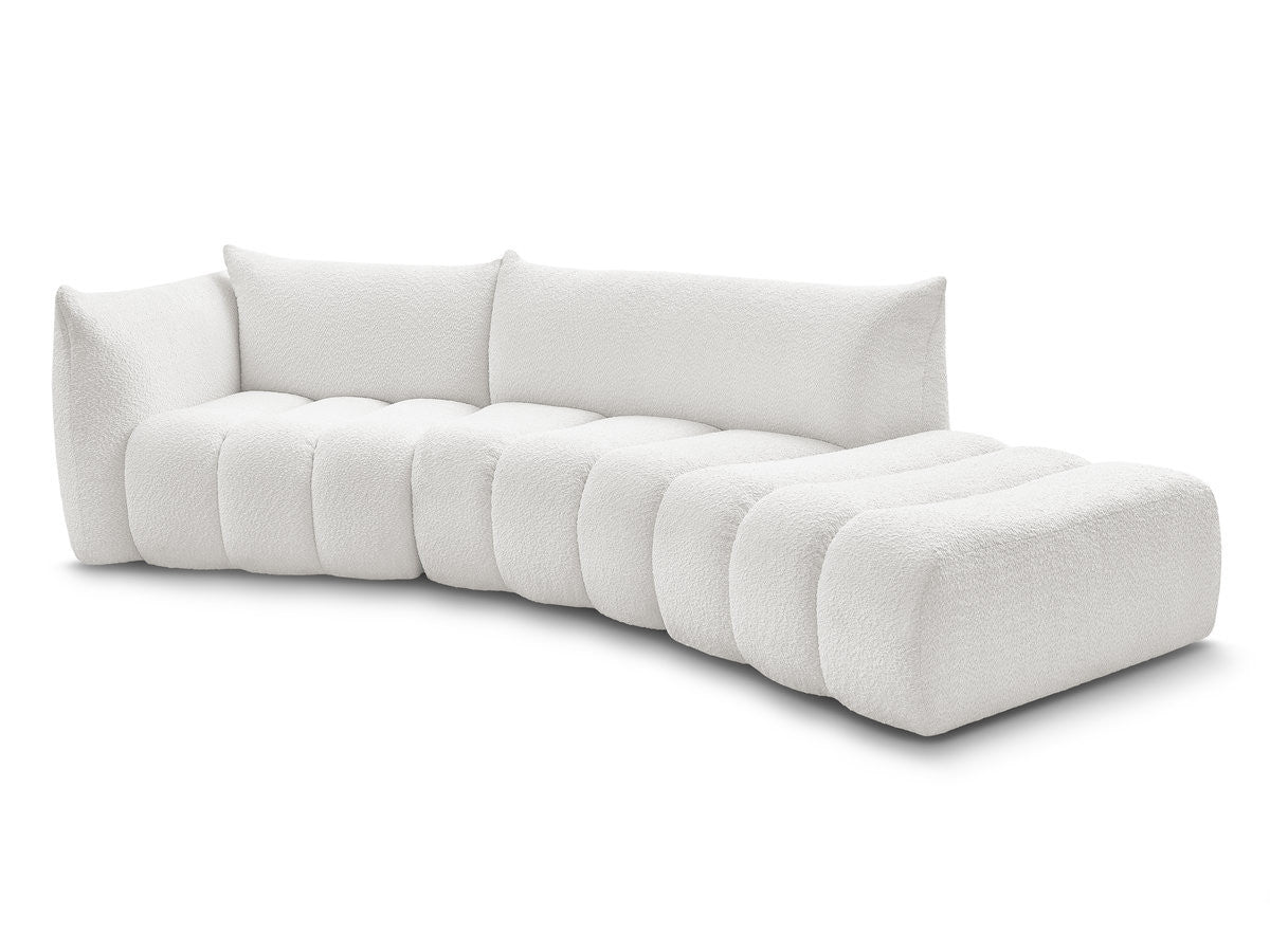 Sofa buet 4-seter AZRA i bouclé-stoff