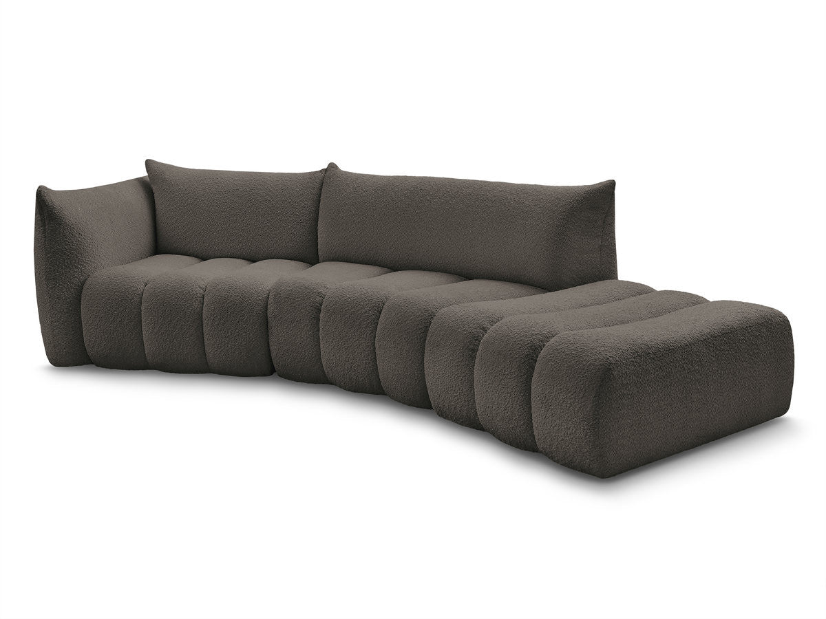 Sofa buet 4-seter AZRA i bouclé-stoff