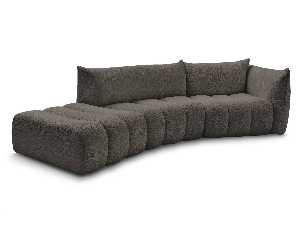 Sofa buet 4-seter AZRA i bouclé-stoff
