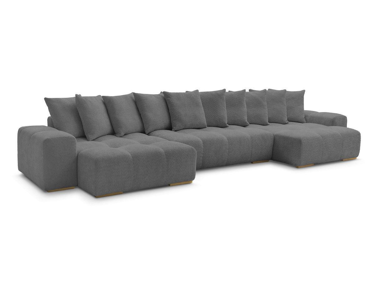 U-sovesofa med oppbevaring ANAKIN i bouclé-stoff