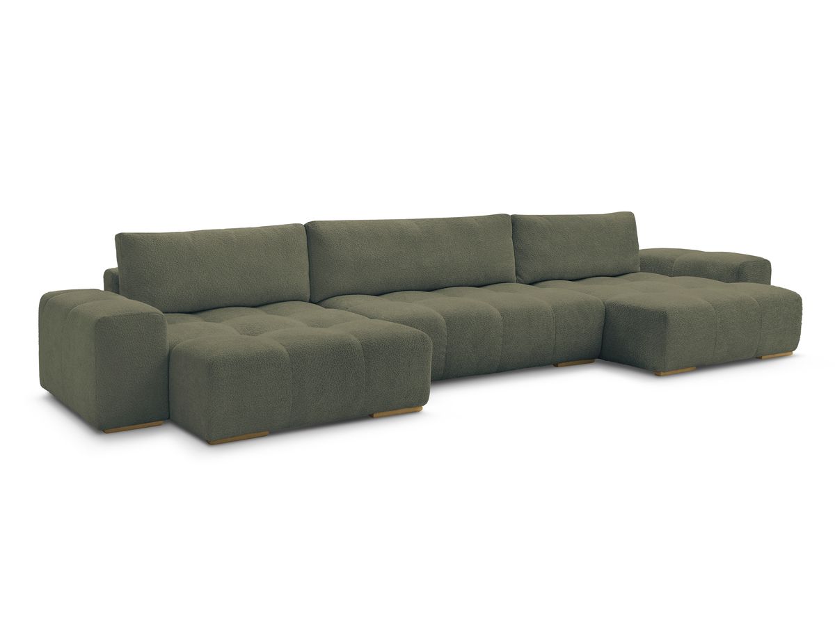 U-sovesofa med oppbevaring ANAKIN i bouclé-stoff