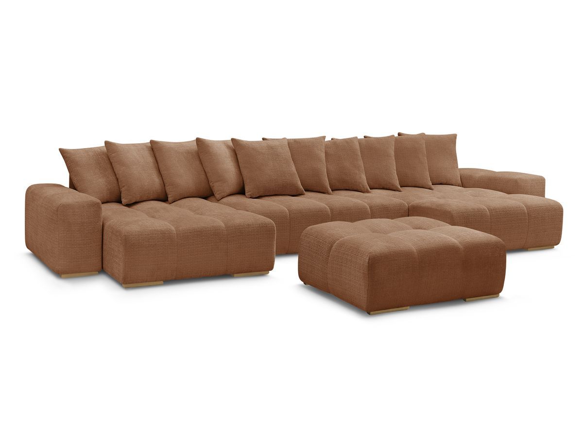 U-sovesofa med oppbevaring ANAKIN i teksturert stoff med puff