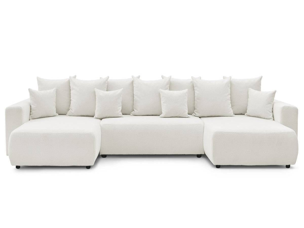 U-sovesofa med oppbevaring ENVY i bouclé-stoff