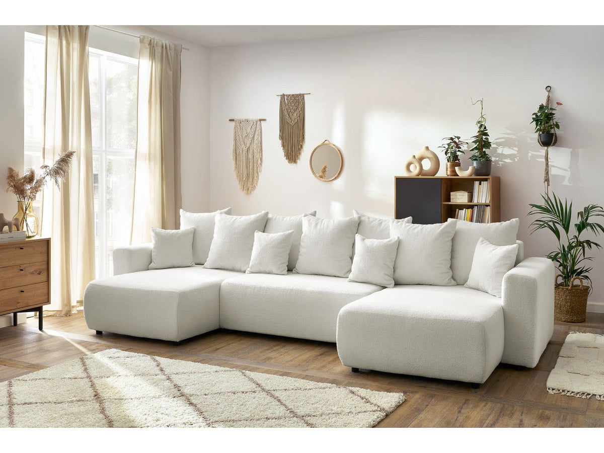 U-sovesofa med oppbevaring ENVY i bouclé-stoff