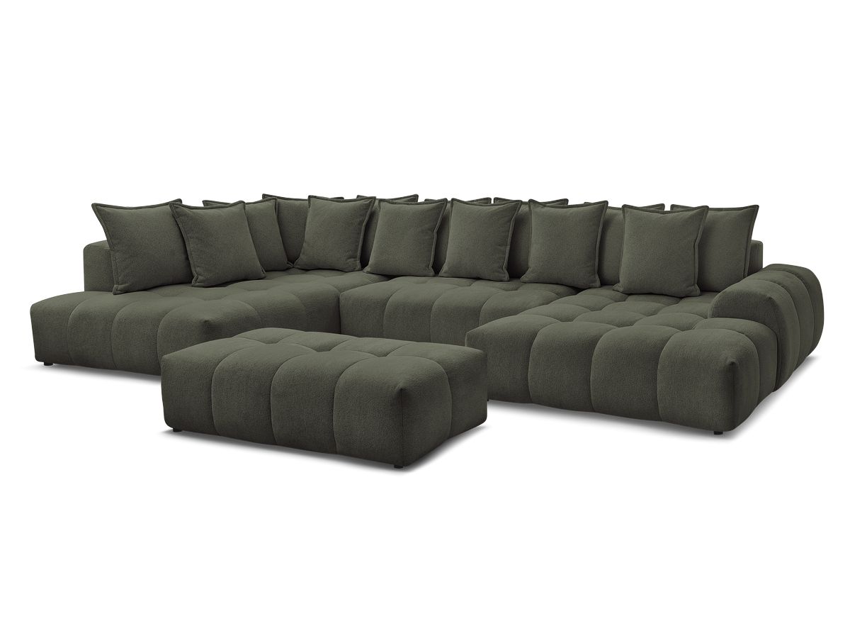 U-sovesofa med oppbevaring EVEREST i melert stoff med puff