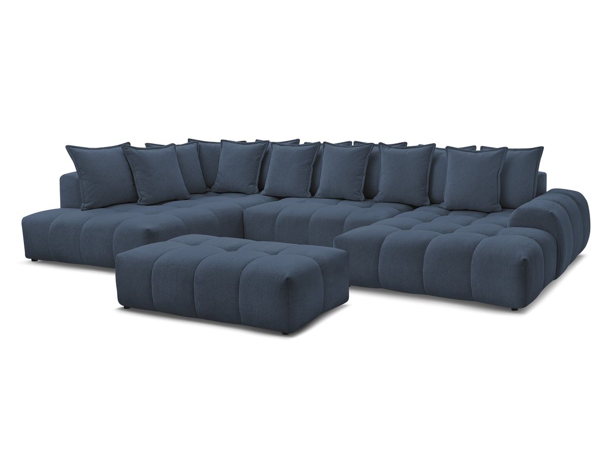 U-sovesofa med oppbevaring EVEREST i melert stoff med puff