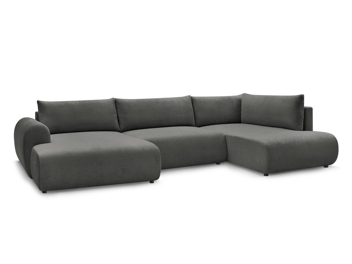 U-sovesofa med oppbevaring LUCIEN i glatt stoff