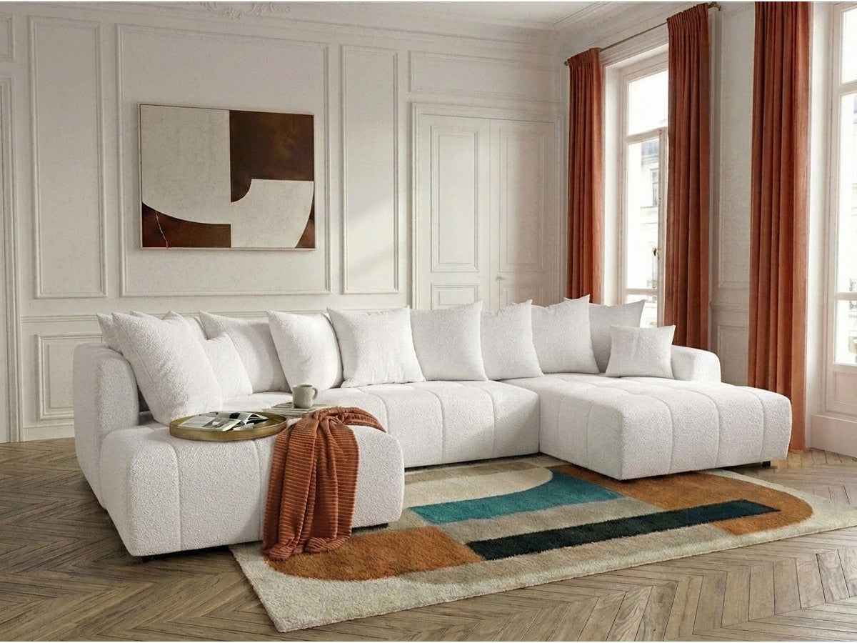 U-sovesofa ROXELANE i bouclé-stoff