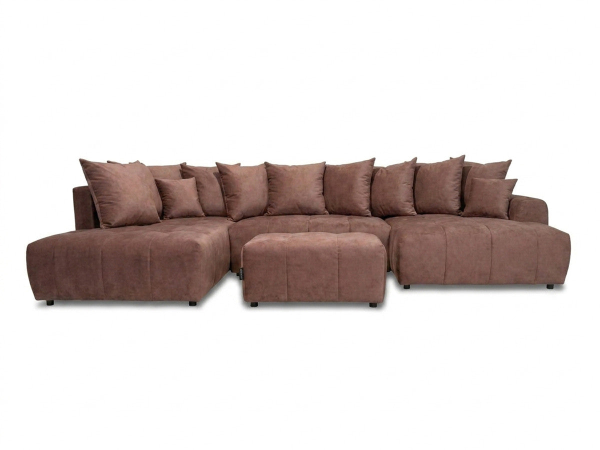 U-sovesofa ROXELANE i melert stoff med puff