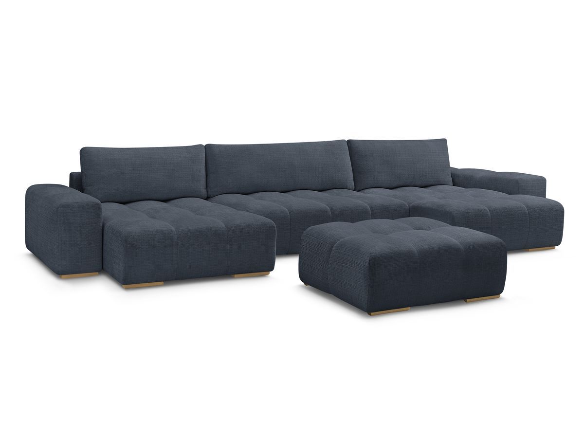 U-sofa ANAKIN i teksturert stoff med puff