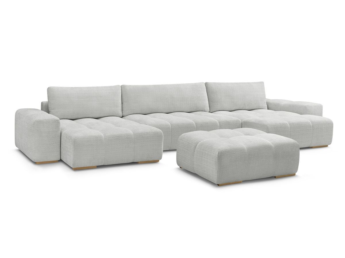 U-sofa ANAKIN i teksturert stoff med puff
