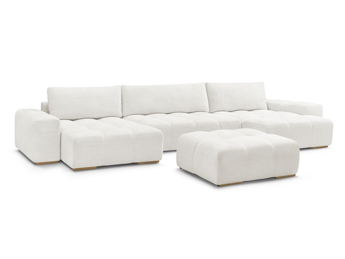 U-sofa ANAKIN i teksturert stoff med puff